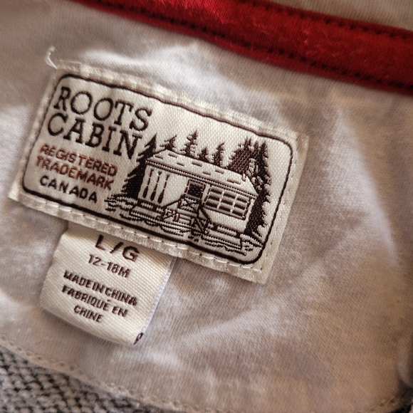 Roots Cabin Toddler Romper 12-18 salt and pepper - Picture 6 of 9